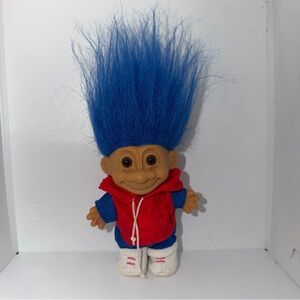 Vintage Russ Troll Doll Grandpa Blue Hair 5.5" Collectible Figure Trac Suit